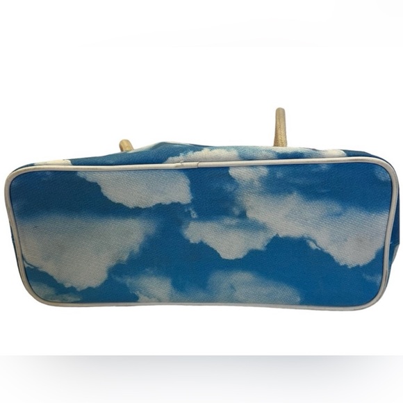 Moschino | Vintage 1990s Cloud Print Bag Red Blue Tote Logo Rope Handles - Picture 3 of 8